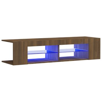 Mueble De Tv Con Luces Led Marrón Roble 135x39x30 Cm