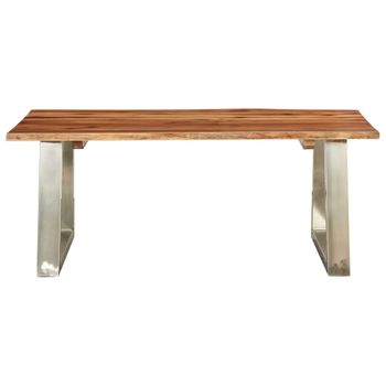 Mesa De Centro Madera De Acacia Y Acero Inoxidable 100x60x40cm