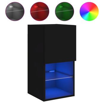 Mueble Para Tv Con Luces Led Negro 30,5x30x60 Cm