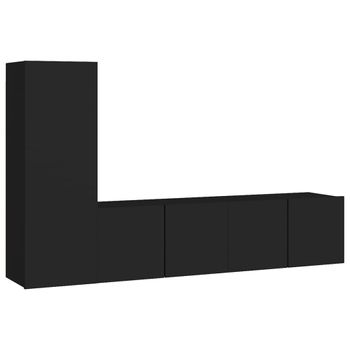 Juego De Mueble Para Tv De 3 Piezas Aglomerado Negro