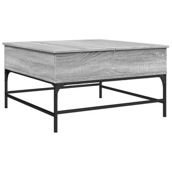 Mesa De Centro Madera Ingeniería Gris Sonoma 80x80x45 Cm