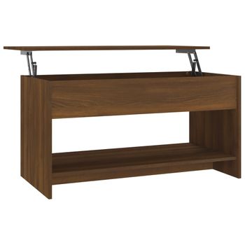 Mesa De Centro Madera Contrachapada Roble Marrón 102x50x52,5cm