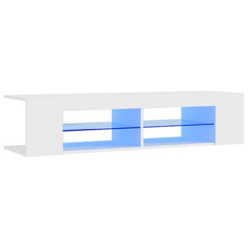 Mueble De Tv Con Luces Led Blanco 135x39x30 Cm