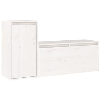 Muebles Para Tv 2 Piezas Madera Maciza De Pino Blanco