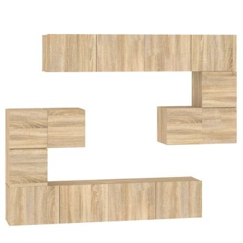 Mueble De Pared Para Tv Madera Contrachapada Color Roble Sonoma