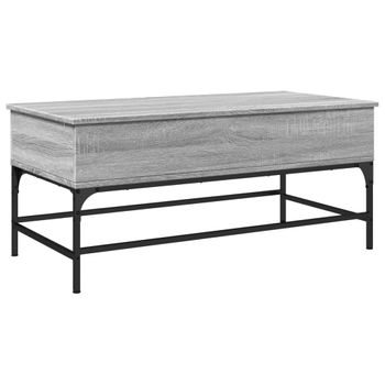 Mesa De Centro Madera Y Metal Gris Sonoma 100x50x45 Cm