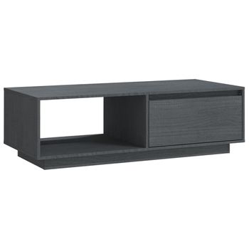 Mesa De Centro De Madera Maciza De Pino Gris 110x50x33,5 Cm