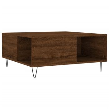 Mesa De Centro Madera Contrachapada Roble Marrón 80x80x36,5 Cm