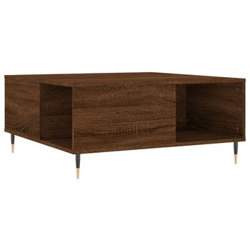 Mesa De Centro Madera Contrachapada Roble Marrón 80x80x36,5 Cm