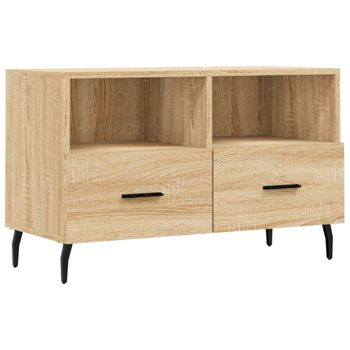 Mueble Para Tv Madera Contrachapada Roble Ahumado 80x36x50 Cm