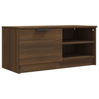 Mueble Para Tv Madera Contrachapada Marrón Roble 80x35x36,5 Cm