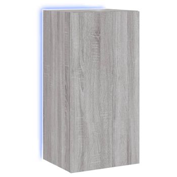 Mueble De Tv De Pared Con Luces Led Gris Sonoma 40,5x35x80 Cm