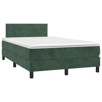 Cama Box Spring Con Colchón Terciopelo Verde Oscuro 120x190 Cm