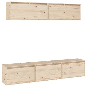 Muebles Para Tv 5 Piezas Madera Maciza De Pino