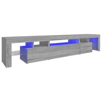 Mueble De Tv Con Luces Led Gris Sonoma 215x36,5x40 Cm