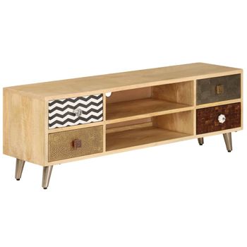 Mueble Para La Tv De Madera De Mango Maciza 120x30x40 Cm