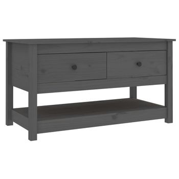 Mesa De Centro De Madera Maciza De Pino Gris 102x49x55 Cm