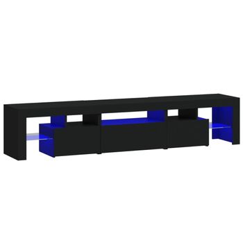 Mueble De Tv Con Luces Led Negro 200x36,5x40 Cm