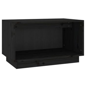 Mueble De Tv De Madera Maciza De Pino Negro 60x35x35 Cm