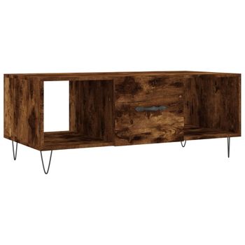 Mesa De Centro Madera Contrachapada Roble Ahumado 102x50x40 Cm