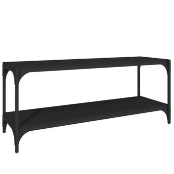 Mueble Para Tv Madera Contrachapada Y Acero Negro 100x33x41 Cm