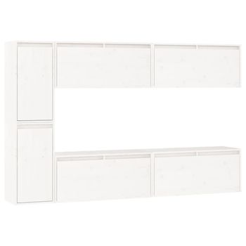 Muebles Para Tv 6 Piezas Madera Maciza De Pino Blanco