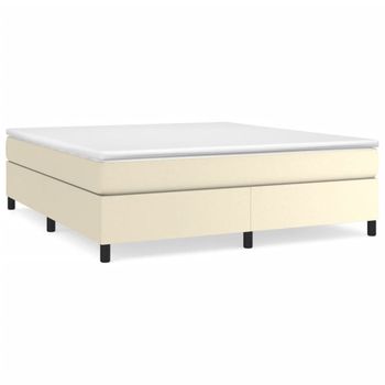 Estructura De Cama Box Spring Cuero Sintético Crema 180x200 Cm