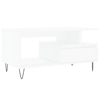 Mesa De Centro Madera Contrachapada Blanca 90x49x45 Cm