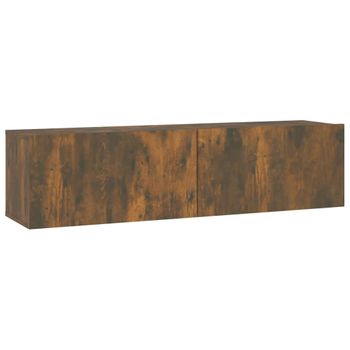 Mueble De Pared Tv Contrachapado Roble Ahumado 120x30x30 Cm