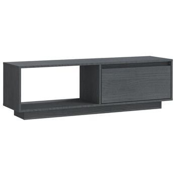 Mueble De Tv De Madera Maciza De Pino Gris 110x30x33,5 Cm