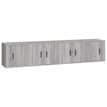 Set De Muebles Para Tv 4 Piezas Madera Contrachapada Gris Sonoma