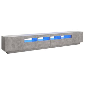 Mueble Para Tv Con Luces Led Gris Hormigón 260x35x40 Cm