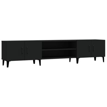 Mueble De Tv Madera Contrachapada Negro 180x31,5x40 Cm