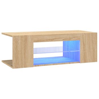 Mueble De Tv Con Luces Led Roble Sonoma 90x39x30 Cm