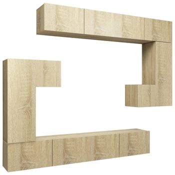 Set De Muebles Para Tv 8 Piezas Madera Contrachapada Roble Sonoma