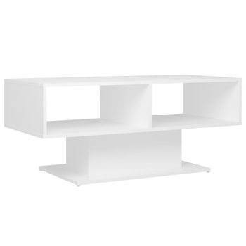 Mesa De Centro Madera Contrachapada Blanco 103,5x50x44,5 Cm