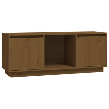 Mueble Para Tv Madera Maciza De Pino Marrón Miel 110,5x35x44 Cm