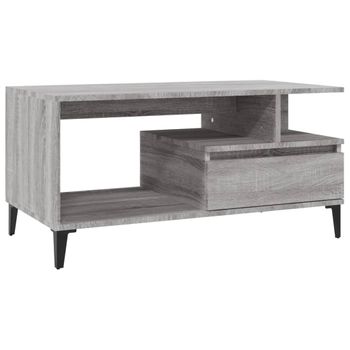 Mesa De Centro Madera Contrachapada Gris Sonoma 90x49x45 Cm