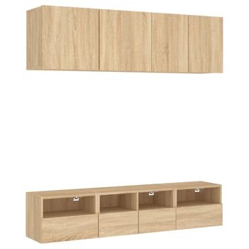 Muebles De Tv De Pared 5 Piezas Madera De Ingeniería Roble Sonoma