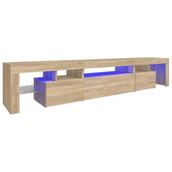 Mueble De Tv Con Luces Led Roble Sonoma 215x36,5x40 Cm