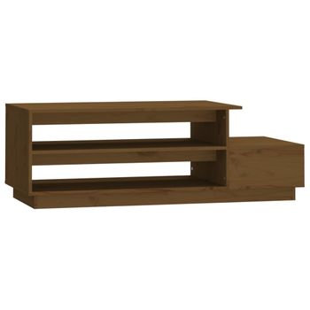 Mesa De Centro Madera Maciza De Pino Marrón Miel 120x50x40,5 Cm