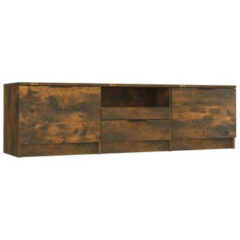 Mueble Para Tv Madera Contrachapada Roble Ahumado 140x35x40cm