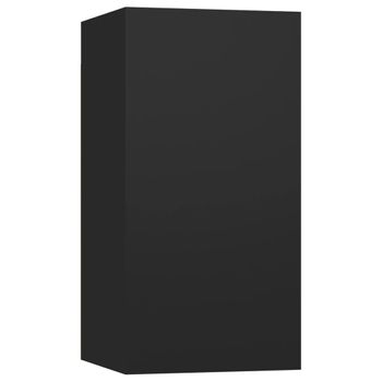 Mueble Para Tv De Madera Contrachapada Negro 30,5x30x60 Cm