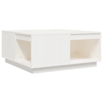 Mesa De Centro De Madera Maciza De Pino Blanco 80x81x36,5 Cm