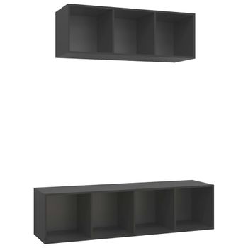 Juego De Muebles De Salón 2 Piezas Madera De Ingeniería Gris