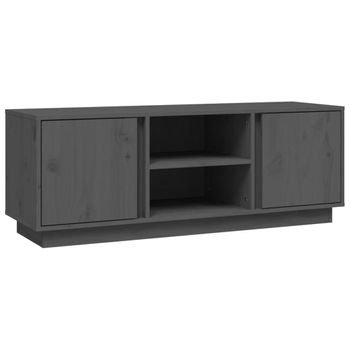 Mueble De Tv Madera Maciza De Pino Gris 110x35x40,5 Cm