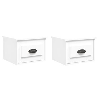 Mesitas De Noche De Pared 2 Unidades Blanco 41,5x36x28 Cm