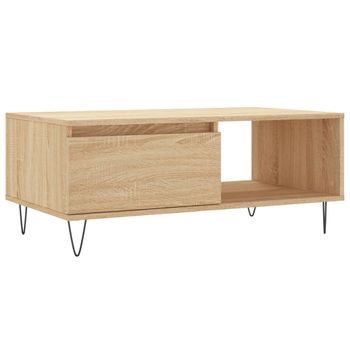 Mesa De Centro Madera Contrachapada Roble Sonoma 90x50x36,5 Cm