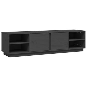 Mueble De Tv Madera Maciza De Pino Gris 156x40x40 Cm