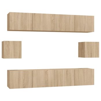 Set De Muebles Para Tv 6 Piezas Madera Contrachapada Roble Sonoma